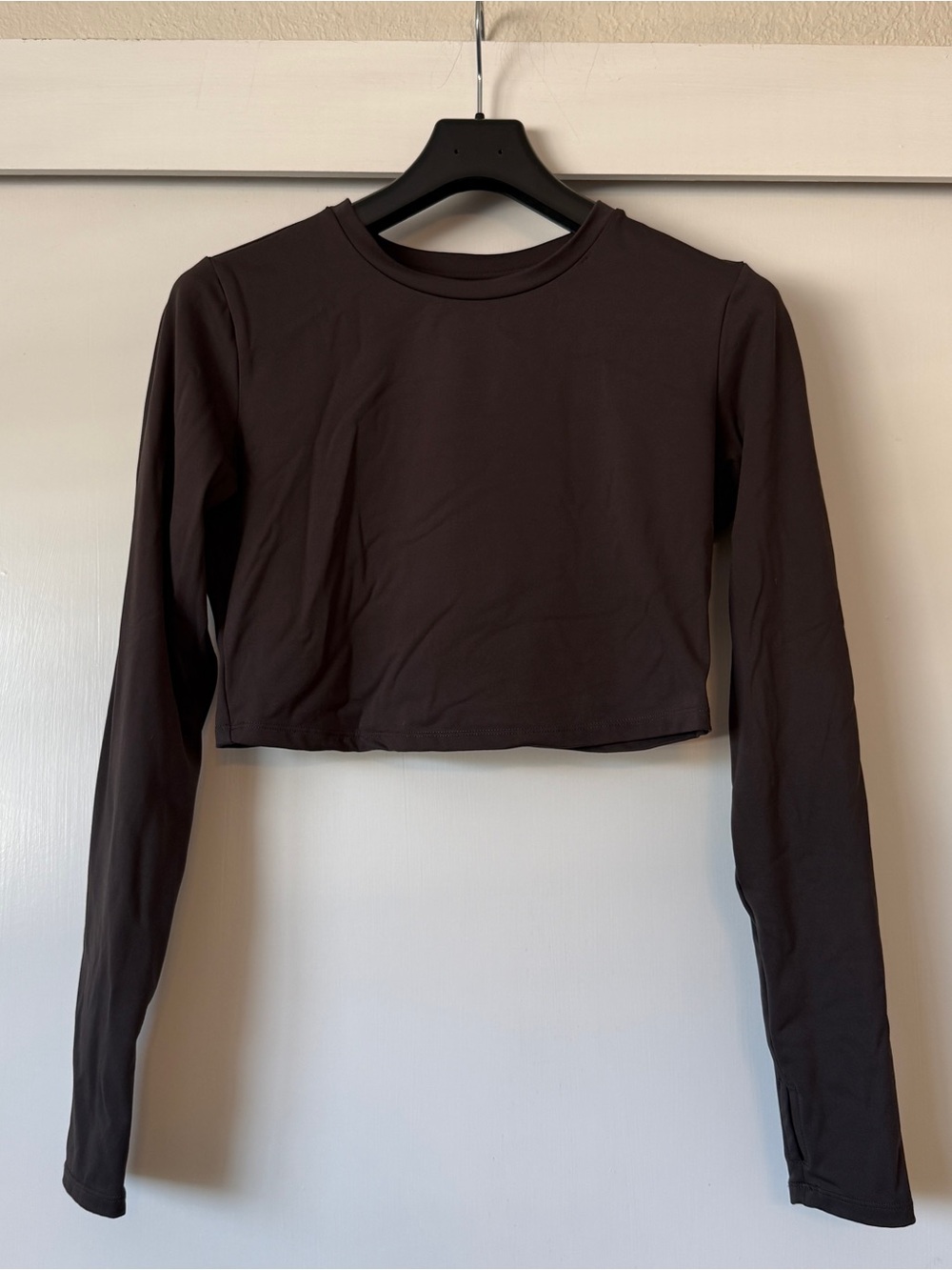 Rita Ora x Primark Long Sleeve Cropped Top - Dark Brown M